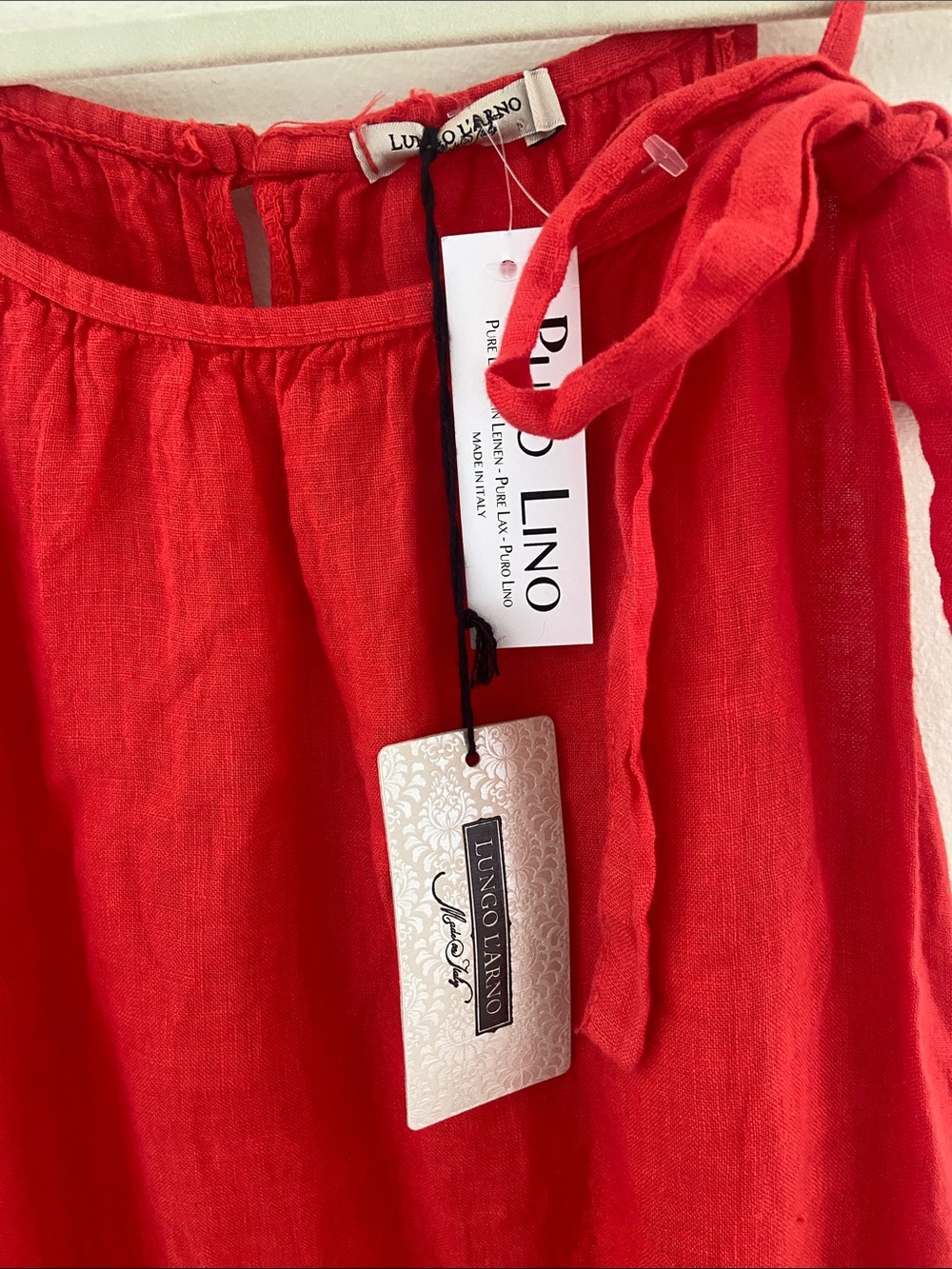 LUNGO L'ARNO Linen Dress Made in Italy Red Poppy Relaxed Minimalist size L - Picture 6 of 10